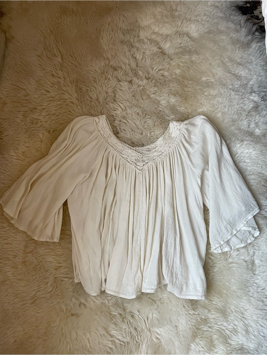 Denim & Supply Ralph Lauren Tops - Vintage Ralph Lauren denim & supply cream lace boho bell sleeve shirt